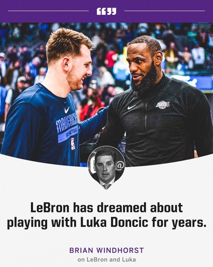  Windhorst：詹姆斯想和东契奇合作已经好几年了 他特别特别想